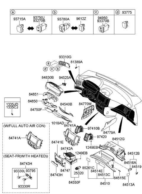 2008 Kia Optima Ash Tray Assembly-Front Diagram for 845502G210LW