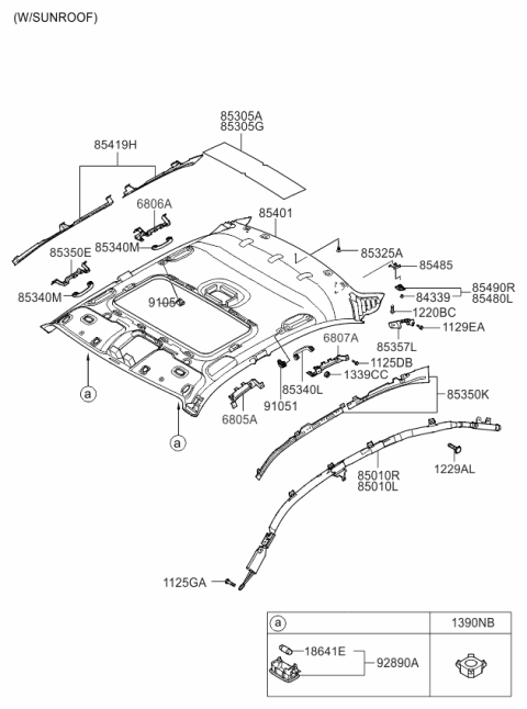 2006 Kia Optima Pad-Roof Diagram for 853052G400