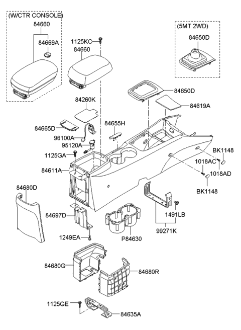 2006 Kia Optima Console-Floor Diagram for 846112G400J7