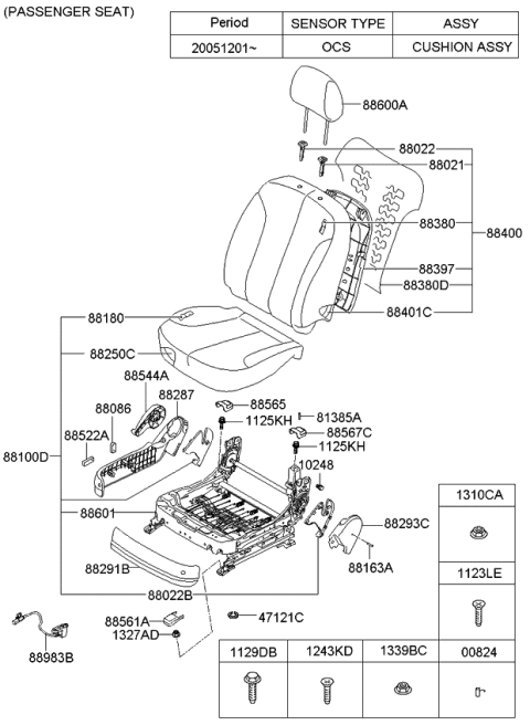 2007 Kia Optima Front Back Covering Assembly Right Diagram for 884672G101813