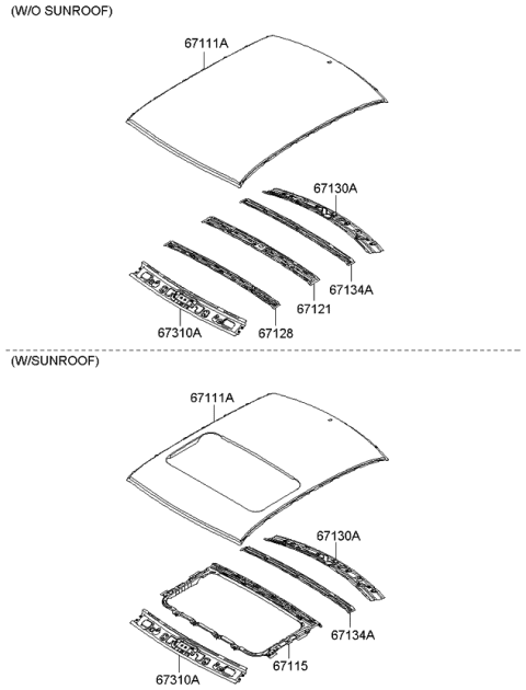 2007 Kia Optima Ring Assembly-Sunroof Reinforcement Diagram for 671152G050