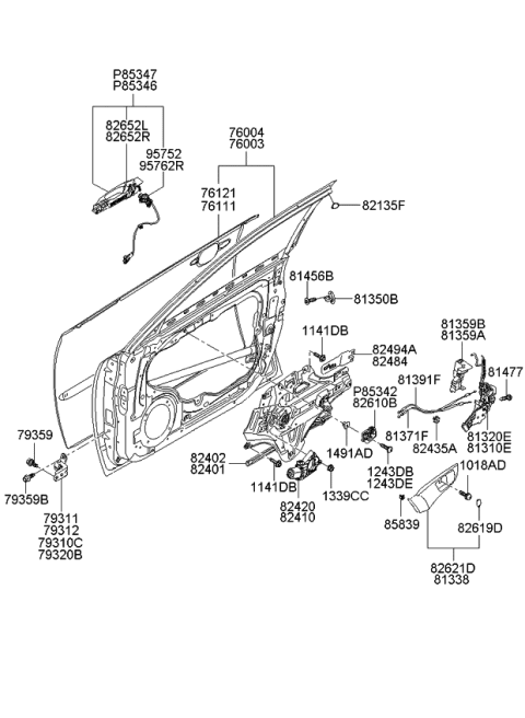 2007 Kia Optima Front Door Inside Handle Assembly, Right Diagram for 826202G000K2