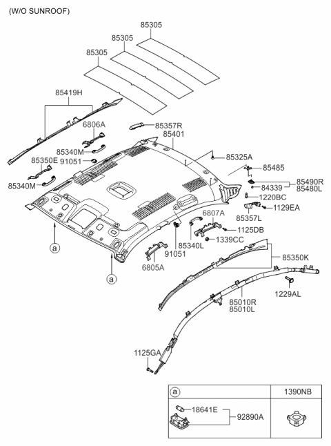 2008 Kia Optima Pad-Roof Diagram for 853052G200
