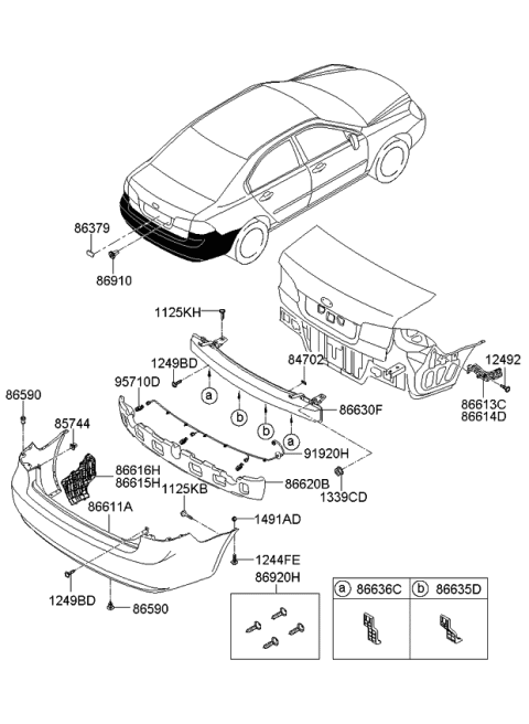 2007 Kia Optima Reinforcement Assembly-Rear Bumper Diagram for 866232G000