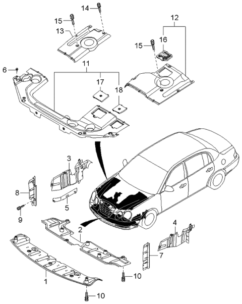 2006 Kia Amanti Panel Assembly-Under Cover Diagram for 291003F000