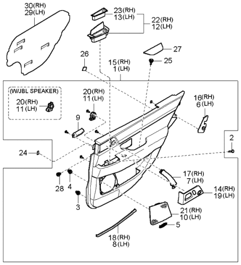 2005 Kia Amanti Speaker Grill Rear,RH Diagram for 963443F000LK