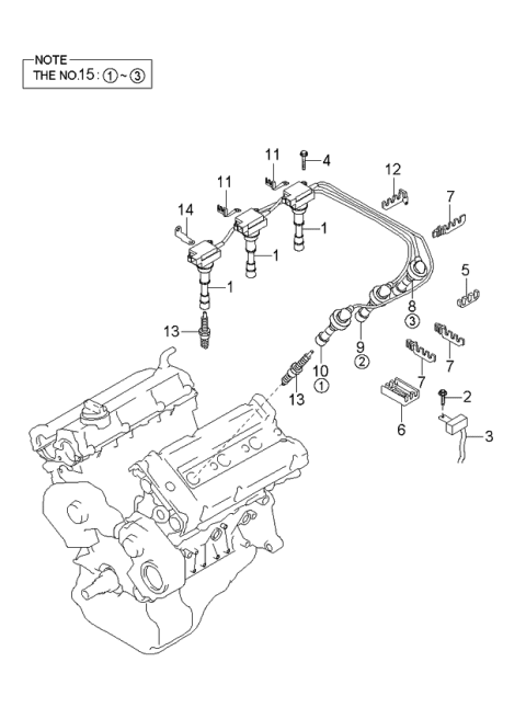 2004 Kia Amanti Ignition Coil Assembly Diagram for 2730039700