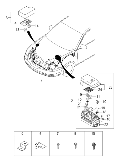 2006 Kia Amanti Engine Room Junction Box Assembly Diagram for 919503F020