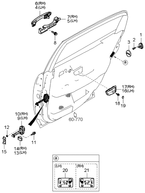 2004 Kia Amanti Rear Door Outside Handle Assembly, Right Diagram for 836603F001