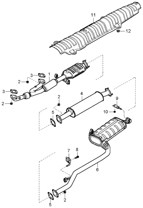 2004 Kia Amanti Front Muffler Assembly Diagram for 286103F430