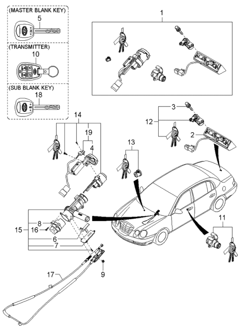2005 Kia Amanti Ignition Switch Assembly Diagram for 931103A000