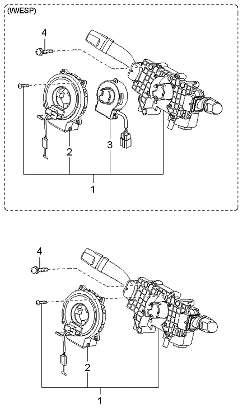 2005 Kia Amanti Clock Spring Contact Assembly Diagram for 934903F050