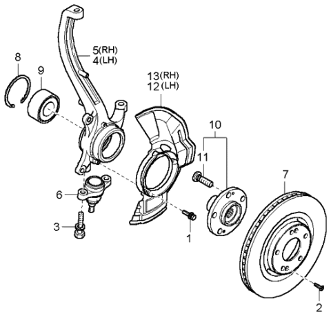 2005 Kia Amanti Front Axle Knuckle, Lh Diagram for 517153F000