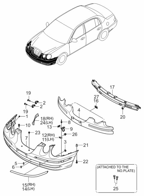 2006 Kia Amanti Energy ABSORBER-Front Diagram for 865203F000