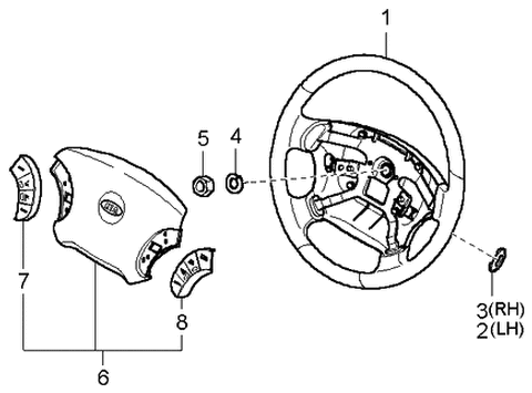 2005 Kia Amanti Steering Wheel Body Assembly Diagram for 561103F100LK