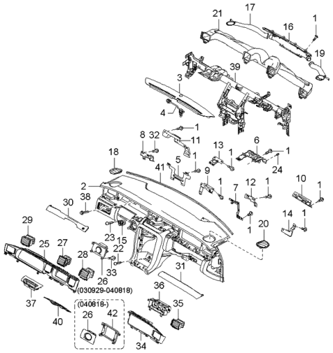 2004 Kia Amanti Duct Assembly-Side Air VENTILATOR Diagram for 974803F000ML
