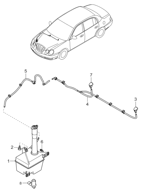 2005 Kia Amanti Hose Assembly-Windshield Washer Diagram for 986503F000