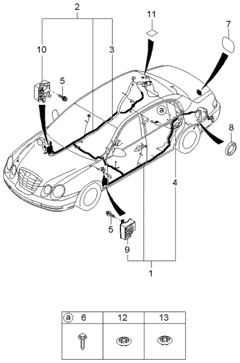 2005 Kia Amanti Wiring Assembly-Floor,As Diagram for 915113F050
