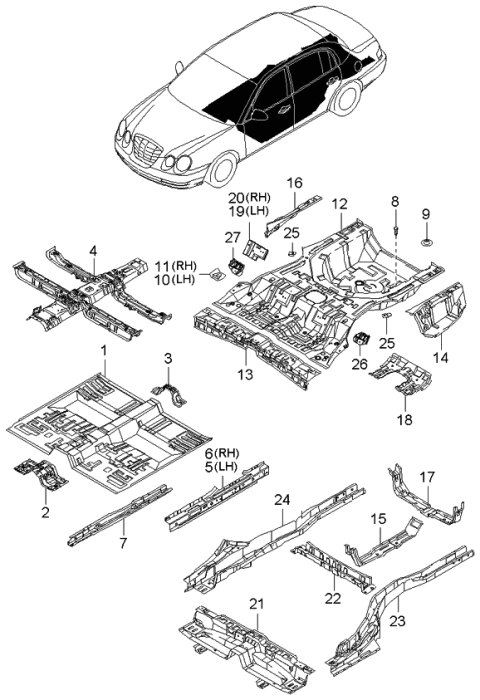 2004 Kia Amanti Plate Assembly-Net Mounting Diagram for 653413F000