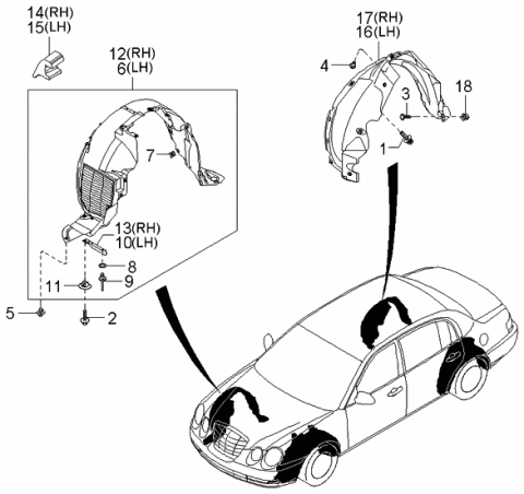 2005 Kia Amanti Guard Assembly-Front Wheel Diagram for 868123F000