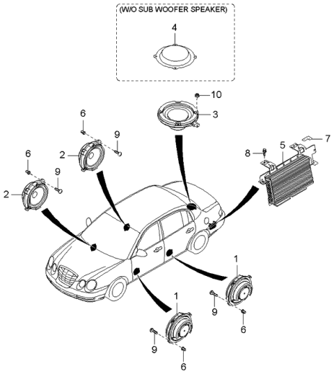 2006 Kia Amanti Door Speaker & Protector Assembly, Right Diagram for 963303F500