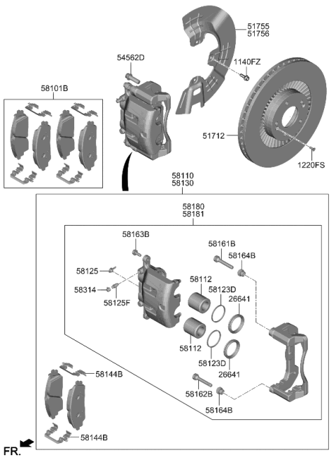 2023 Kia Carnival CALIPER Kit-Brake,LH Diagram for 58180R0A00