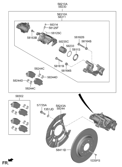 2023 Kia Carnival Disc-Rear Brake Diagram for 58411R0000