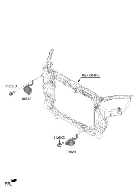 2022 Kia Carnival Horn Assembly-Low Pitch Diagram for 96611R0000