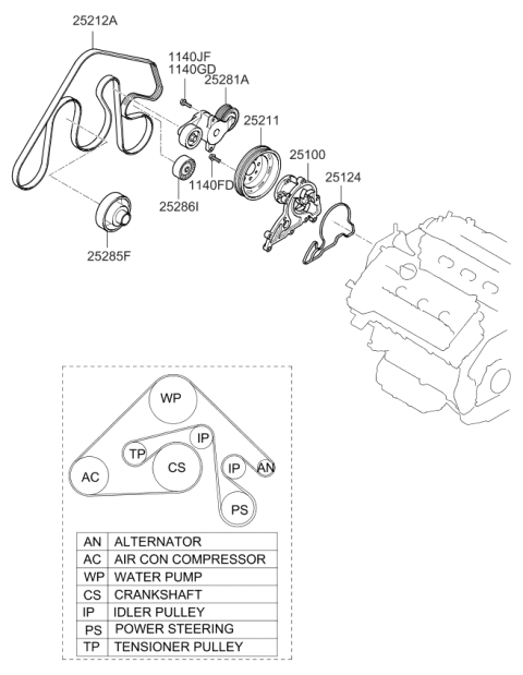 2010 Kia Borrego Pump Assembly-COOLENT Diagram for 251003F310