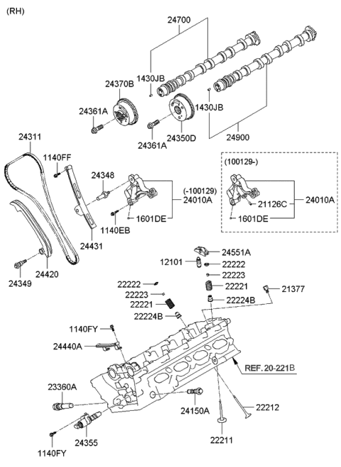 2009 Kia Borrego Rocker Arm Assembly Diagram for 245513F310