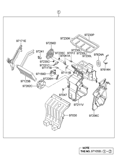 2009 Kia Borrego Heater Blend Actuator Motor Assy Diagram for 971592J000
