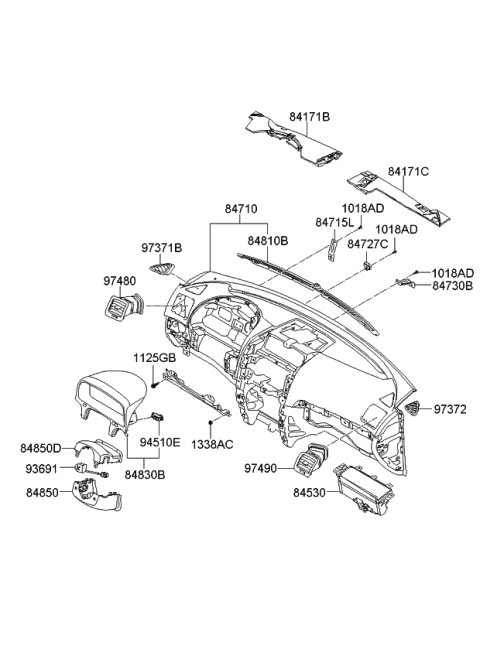 2010 Kia Borrego Shroud Assembly-Steering Shroud Diagram for 848502J000AR