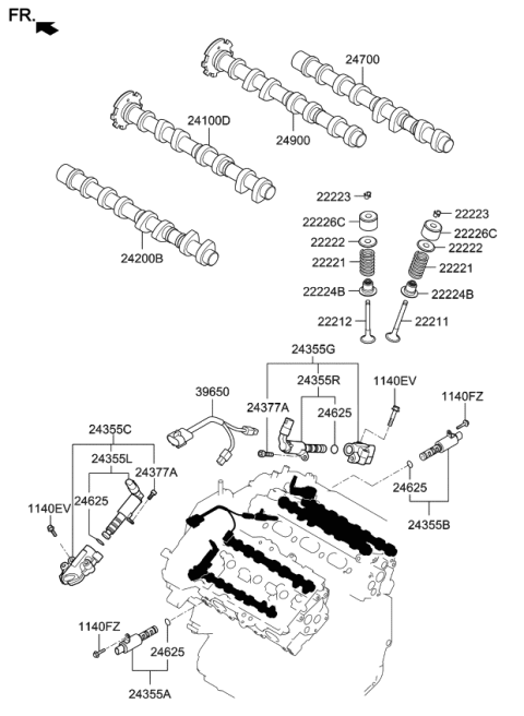 2008 Kia Borrego TAPPET Diagram for 222263CAC4