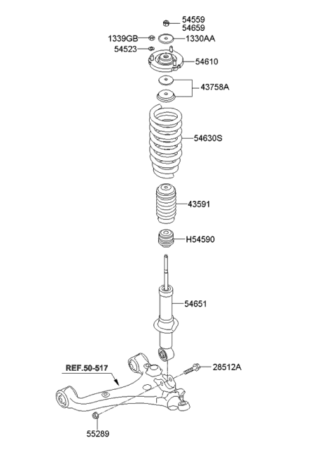 2010 Kia Borrego Shock Absorber Assembly Diagram for 546512J310