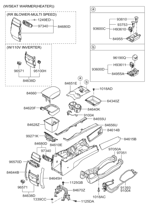 2009 Kia Borrego Switch Assembly-Console Diagram for 936002J530WK