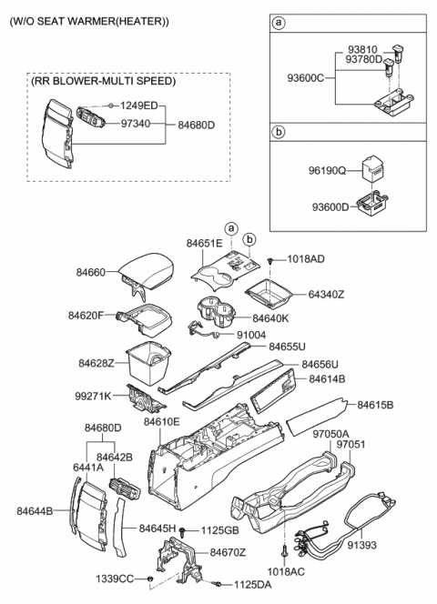 2008 Kia Borrego Console-Floor Diagram 1