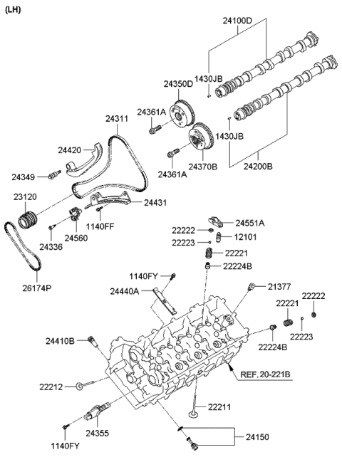 2011 Kia Borrego TENSIONER Assembly-Oil Pump Diagram for 244603F300
