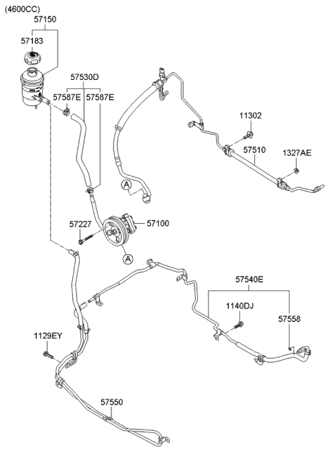 2009 Kia Borrego Power Steering Oil Pump & Hose Diagram 2