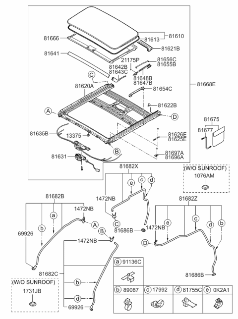 2009 Kia Borrego Frame Assembly-Sunroof Diagram for 816202J000