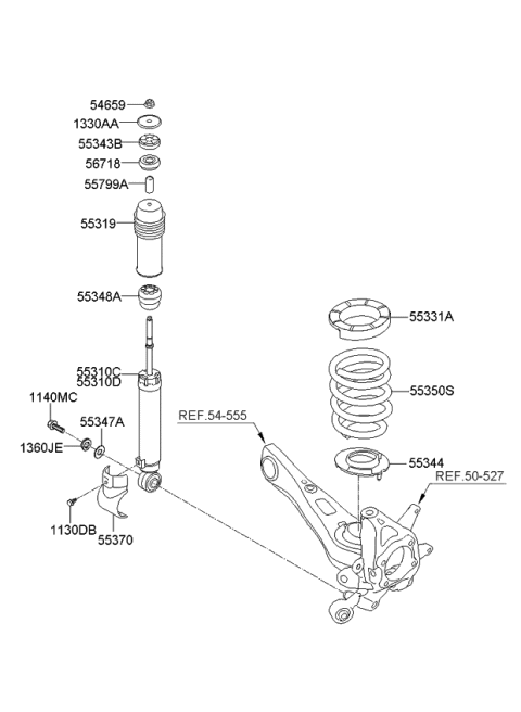 2010 Kia Borrego Rear Shock Absorber Assembly, Left Diagram for 553102J100