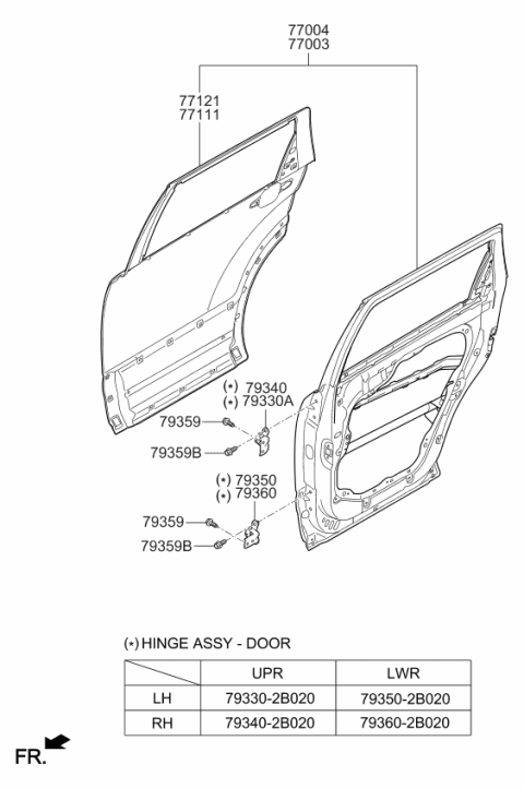 2008 Kia Borrego Hinge Assembly-Rear Door Upper Diagram for 793302B020