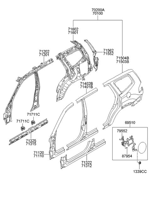 2011 Kia Borrego Side Body Panel Diagram