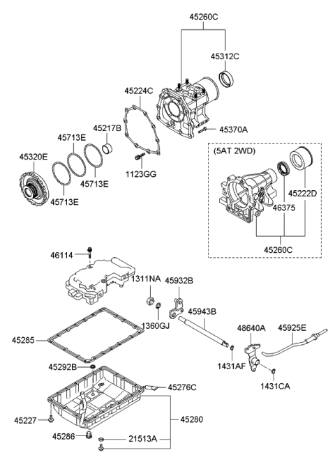 2010 Kia Borrego Shaft-Manual Diagram for 459434C500