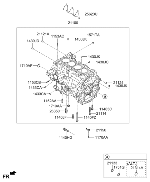 2019 Kia Soul Block Assembly-Cylinder Diagram for 211002B600