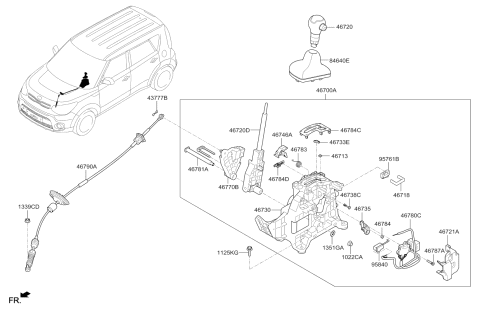 2019 Kia Soul Boot Assembly-Shift LEVE Diagram for 84640B2200BRS