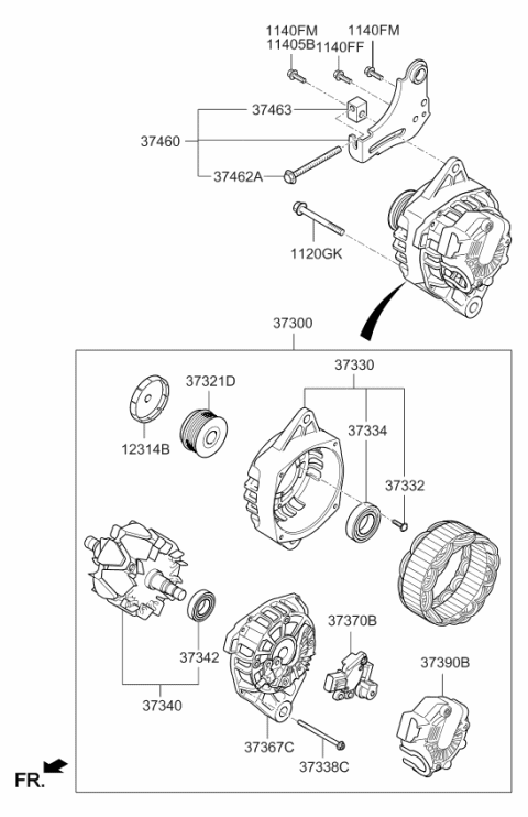 2019 Kia Soul Pulley Assembly Diagram for 3732204630