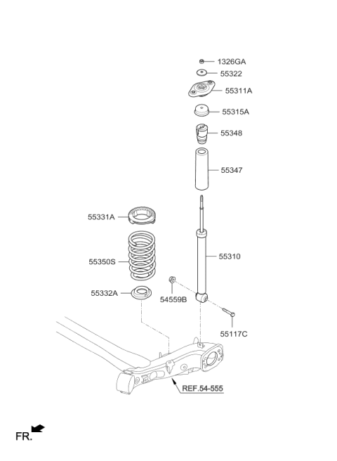 2019 Kia Soul Rear Shock Absorber Dust Cover Diagram for 55316A4000