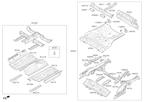 2017 Kia Soul Panel Assembly-Floor,Center Diagram for 65100B2730