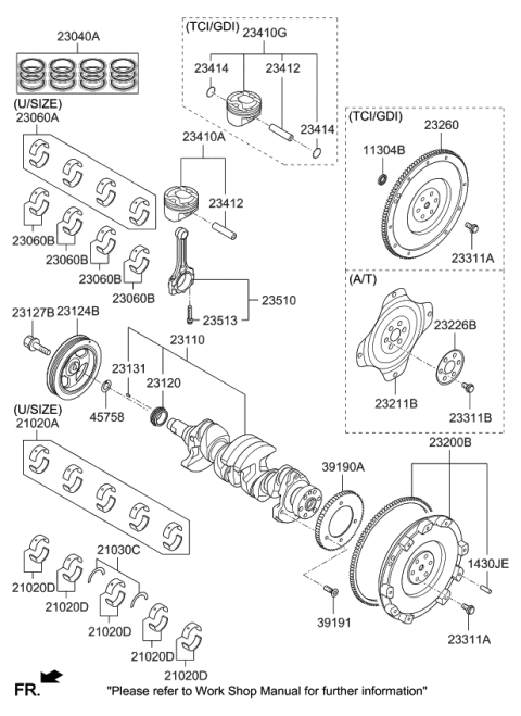2018 Kia Soul Bearing Pair Set-Crank shaft Diagram for 210202B042