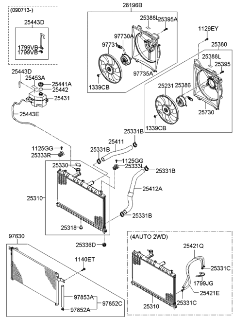2007 Kia Rio Radiator Assembly Diagram for 253101G000